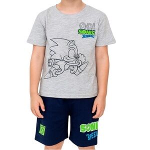 Sonic the Hedgehog Boys 2pc Outfit Tee & Shorts Set NWT Size 6 Gamer Gift blue